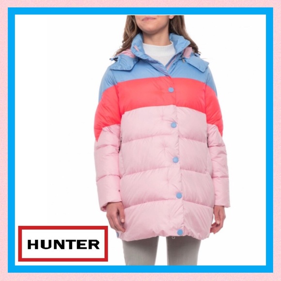 Hunter Original Puffer Jacket Vivid Blue Pink - Picture 5 of 16